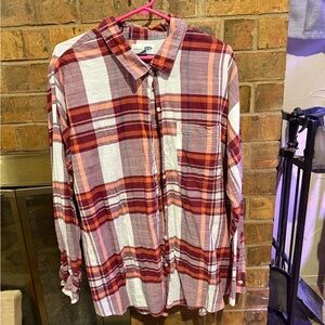 Old Navy burgundy and White Casual Button Down Shirt